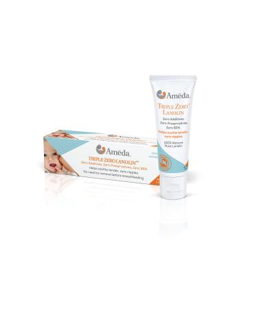 Ameda Triple Zero Lanolin Nipple Cream | Moisturizing Body Cream for Sore Nipples from Breast Feeding (35 gram) | 100% Natural Lanolin 35.0 g (Pack of 1)