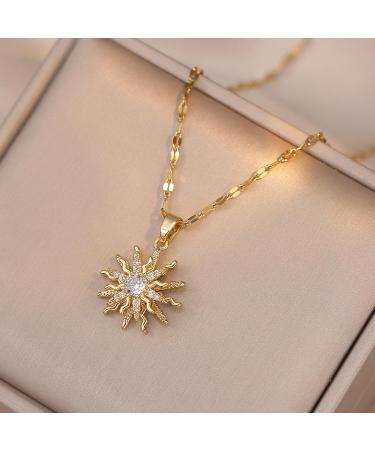 OralGos Rotating Cubic Zirconia Flower Pendant Necklace | Adjustable Choker Fashion Jewelry - International Shipping - Buy Online on SooperMarket.com