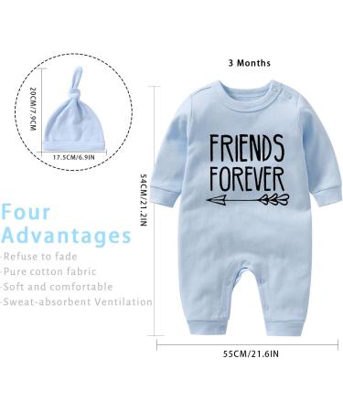 Culbutomind Baby Twins Bodysuit Set Friends Forever Unisex Romper with Hat | Multicoloured BFT 6-9 Months - Buy Online on SooperMarket.com