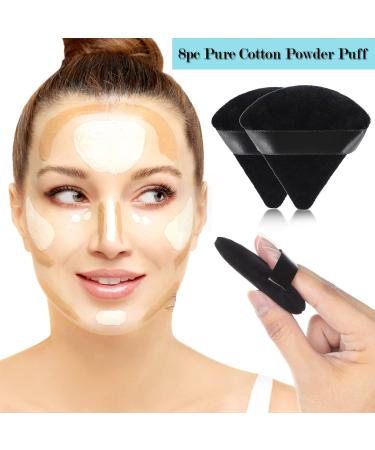 8 Pcs Cotton Powder Puff Set for Makeup - JASSINS Triangle Super Soft Puffs for Concealer, Loose Powder, Foundation - Black - Buy Online on SooperMarket.com