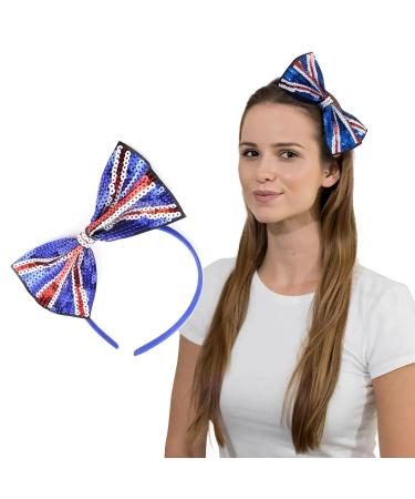 Basic Sense Union Jack Headband Union Jack UK flag Sequin Bow Alice Hair Band for Women Girls