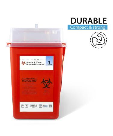 Sharps Container for Safe Needle Disposal - 1 Quart, 1 Pack | Home Biohazard Waste Container - Buy Online on SooperMarket.com