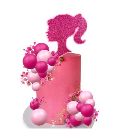 22 PCS Hot Pink Girl Cake Toppers Girl Theme Cake Decoration for Wedding Birthday Baby Shower Party Decoration Supplies Design B
