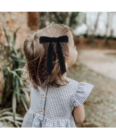 2Pcs Velvet Hair Bows Black Bow Hair Clips with Long Ribbon - Vintage Hair Accessories for Girls and Women - Buy Online on SooperMarket.com