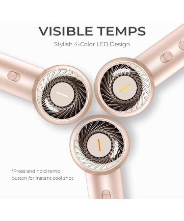 TYMO Ionic Hair Dryer - Fast Drying Low Noise Lightweight Professional Blow Dryer with 300M Negative Ions Perfect for Women - Gold Blush - Buy Online on SooperMarket.com