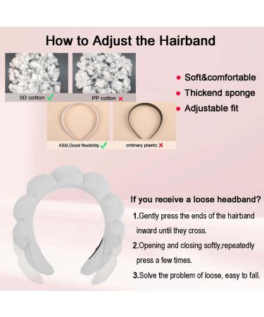 Spa Headband for Women - Soft Terry Cloth Makeup Headband Set for Face Washing and Skincare - Includes Face Wash Wristbands - Ideal Gift - Black+Grey - Buy Online on SooperMarket.com