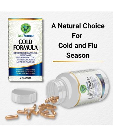 Leafsource Cold Formula Capsules Naturally Reduces Duration & Relieve Cold Symptoms Flu Upper Respiratory Tract Infections Bronchitis Sore Throat and Laryngitis Plant-Based Ingredient Vegan Immune Modulator NPN 80114231 (60 Counts) 60 count (Pack of 1) - Buy Online on SooperMarket.com