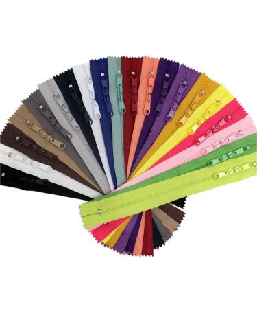 MebuZip 20PCS 20 Inches Double Slider Zippers 3 Nylon Coil Zippers with Two Long Pulls Head to Head Closed Ended Zippers 20 Assorted Colors (20)