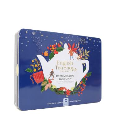 English Tea Shop Organic Premium Holiday Collection North Star Blue Gift Tin 36 Tea Bag Sachets - 6 Different Flavours