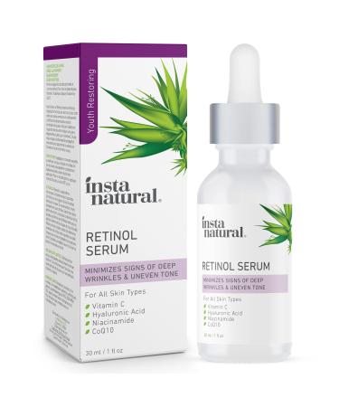 InstaNatural Retinol Serum  Anti Wrinkle Anti Aging Facial Serum - 1 oz