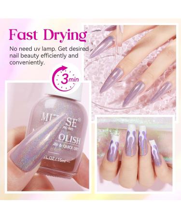 MIZHSE 15ML Quick Dry Holographic Nail Polish Shimmer Glitter Nail Polish Varnish Magic Colour Change Iridescent Nail Lacquer Long Lasting No Need Lamp Cure 002 LSZJY002 - Buy Online on SooperMarket.com