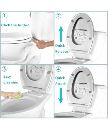 Hibbent Premium One Click Elongated Toilet Seat with Cover - Easy Installation, Quick-Release, Soft Closed - Stable Hinge Design - 18.5'' White Color - Buy Online on SooperMarket.com