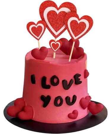 14 pcs Glitter Red Heart Cake Toppers Picks for Sweet Love Theme Wedding Engagement Valentine's Day Bridal Shower Mother's Day Party Cake Decors (Red Pink) - Buy Online on SooperMarket.com