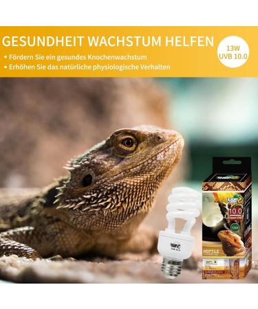 Buy Lucky Herp UVB Lamp for Reptiles - Compact 13W E27 UVB 10.0 Ideal for Turtles Chickens & Amphibians - International Shipping Available - Buy Online on SooperMarket.com