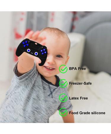 Silicone Teether Game Controller for Babies 3-12 Months | BPA-Free | Freezer Safe | Baby Boy Girl Gifts - Black - Buy Online on SooperMarket.com