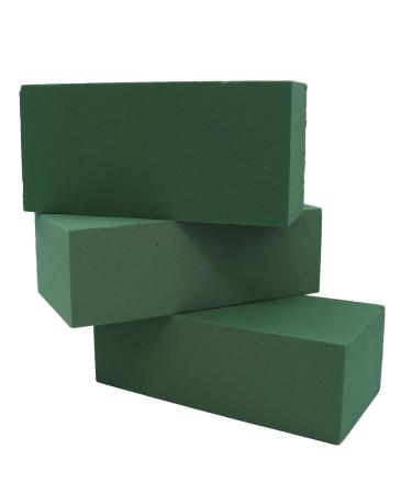 Crafare 3pc Floral Foam Bricks Standard Size Wet Green Florist Styrofoam Blocks for Spring Flower Arrangement and Wedding Holiday Decorations