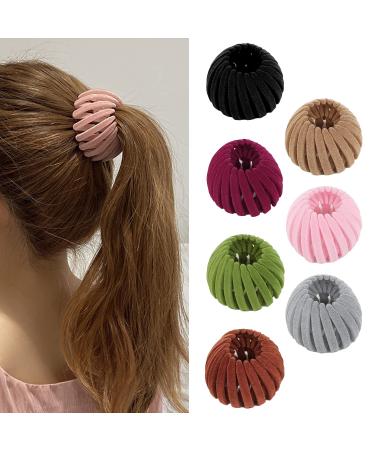 7Pcs Birds Nest Hair Clips  Lazy Bird's Nest Plate Hairpin  Bun Maker Clips  Expandable Ponytail Holder Hair Pin  Velvet Bird Nest Shaped Hair Clips  Fashion Hair Accessories for Women and Girls