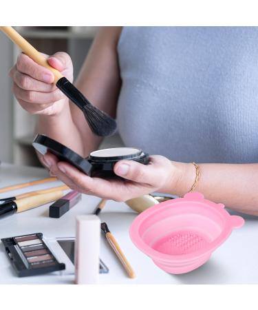 Acooruiteng Makeup Brush Cleaner Mat Foldable Silicone Makeup Brush Cleaning Mat Portable Makeup Brush Cleaning Pad Makeup Brush Cleaning Bowl for Makeup Brush Makeup Sponge Powder Puff Pink - Buy Online on SooperMarket.com