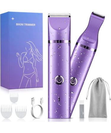 YBLNTEK Rechargeable Bikini Trimmer for Women - 2 in 1 Electric Razor for Pubic Hair Removal - Wet/Dry Use, Cordless and Washable - Purple - Buy Online on SooperMarket.com