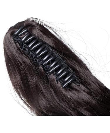 12 Curly Dark Brown Claw Clip Ponytail Synthetic Hair Extension - Long Pony Tail Hairpiece - Buy Online on SooperMarket.com