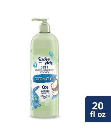 Suave Kids 3 in 1 Shampoo, Conditioner, Body Wash with Coconut Oil - Tear-Free & Moisturizing - 20 oz - Buy Online on SooperMarket.com