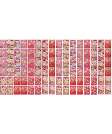 ABOOFAN 96 Pcs 2021 Year of The Ox Red Envelope Chinese New Year Money Envelope 2021 Chinese New Year Money Ornaments for Kids Spring Festival Chinese Zodiac Paper Small Red Envelope Child