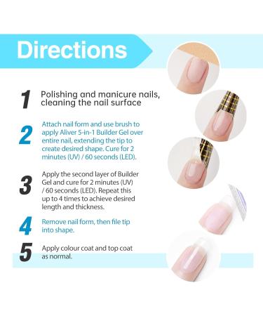 Clear Builder Gel 5 in 1 Builder Base Strengthening Gel 15ml Nails Extension Base Coat UV/LED Nail Polish Coat for Hard Strong Nails Tips & Extensions - Buy Online on SooperMarket.com