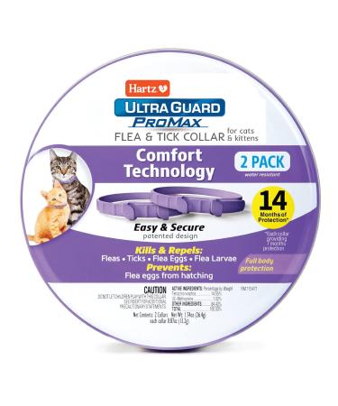 Hartz UltraGuard ProMax Flea & Tick Collar for Cats & Kittens, 2 Collars, Soft & Comfortable Flea & Tick Prevention, Purple