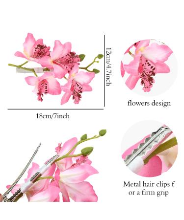 8 Pack Artificial Orchid Flower Hair Clips - Tropical Floral Barrettes for Women - Wedding Bridal Hair Accessories - Buy Online on SooperMarket.com