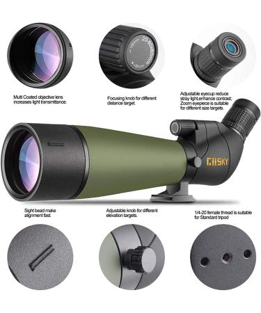 Gosky 20-60x80 Spotting Scope with Tripod & Carrying Bag - BAK4 Angled Scope for Target Shooting, Hunting, Bird Watching - Phone & SLR Mount Compatible with Canon - Buy Online on SooperMarket.com