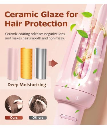Auto Hair Curler - Automatic Curling Iron with 4 Temperature Settings & 3 Timer - Anti-Scald Anti-Tangle - Perfect for Hair Styling - Pink - Buy Online on SooperMarket.com