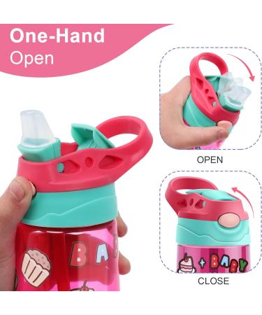 ROISDIYI Kids Water Bottle with Straw - 16oz 3 Pack, Spill Proof & Ideal for Travel - Easy Clean, Dishwasher Safe - Press Button for Pop Up Straw - Buy Online on SooperMarket.com