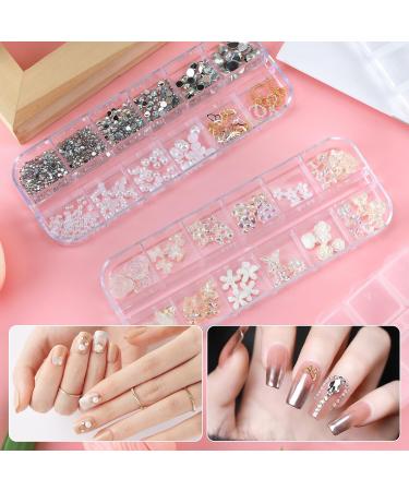 Bedazzled Butterfly Nail Charms Set - 24 Styles of Pearls, Crystals, and Gold Gems for Christmas Nail Art - DIY Nail Technician Accessories - Buy Online on SooperMarket.com