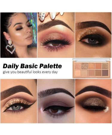 10 Colors Eyeshadow Palette with 6 Brushes - Matte, Shimmer, Glitter Eye Makeup Set - Long Lasting, High Pigment Formula for Natural Look - Buy Online on SooperMarket.com