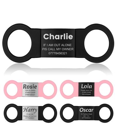 Yehanti dog brand with engraving - quiet silicone dog stark personalized with name telephone number and address - personalized trailer brand for dogs cats and puppies (black -black s) s (for 16mm wide collar) black band & black pendant