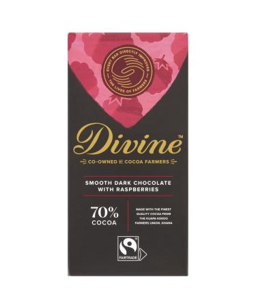 Divine 70% Dark Chocolate with Raspberries 90g Dark Raspberries