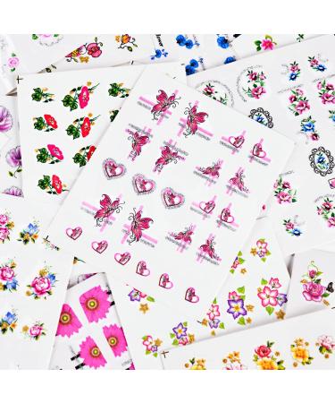 CHANGAR Flower Nail Art Stickers Decals - 55 Sheets Colorful Spring Floral Water Transfer Sticker for Manicure - Buy Online on SooperMarket.com