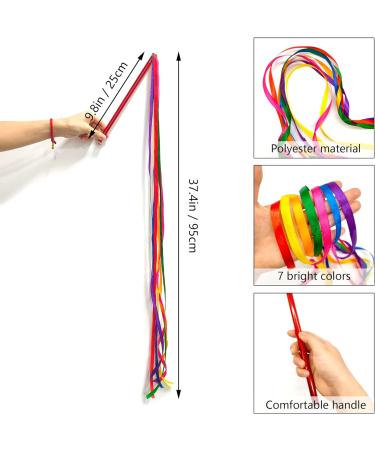 Niuhong 4 Pcs Rainbow Dance Tapes & Skill Baton Rods - Colorful Streamers for Kids & Art Dances - Buy Online on SooperMarket.com