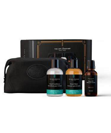 The Art of Shaving Beard Prep Kit - 4oz Peppermint Beard Wash & Conditioner 1oz Sandalwood Beard Oil