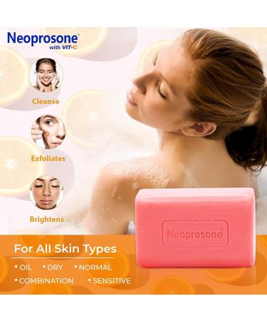 Neoprosone Skin Brightening Soap - 7oz Exfoliating Cleansing Bar for Spots on Knees Elbows Face | Vitamin C & Castor Oil | Unisex International Shipping - Buy Online on SooperMarket.com