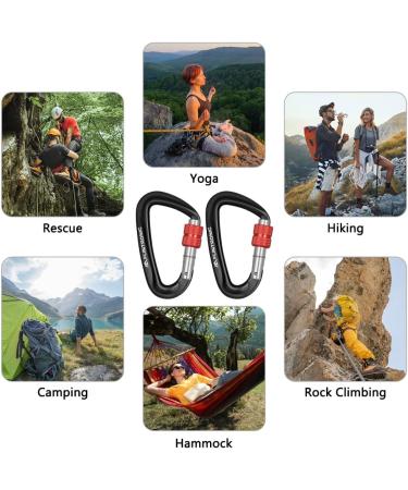 Flintronic Twist Lock Aluminum Carabiner Hook - 12KN Black - Ideal for Hammocks Swings Camping & Fishing - Durable Outdoor Equipment - Buy Online on SooperMarket.com