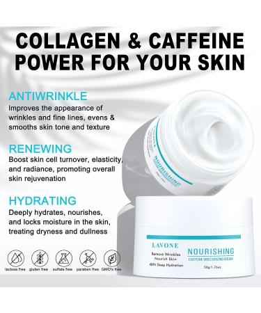 LAVONE Face Moisturizer for Women & Men - Caffeine Hyaluronic Acid Vitamin E | Daily & Night Cream for Dry Oily Sensitive & Acne-Prone Skin - 1.76 Fl Oz - Buy Online on SooperMarket.com