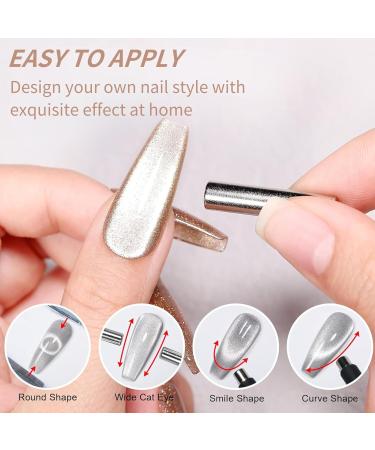 Cat Eye Gel Nail Polish Champagne Color Magnet Nail Polish Crystal Reflective Glitter Gel Nail Polish Soak off Holographic Cat Eye UV Gel Nail Varnish for Nail Art DIY at Home - Buy Online on SooperMarket.com