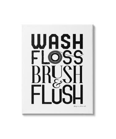 Stupell Industries Bathroom Terms Wash Floss Brush Flush Minimal Text Designed by Stephanie Workman Marrott Canvas Wall Art 24 x 30 Black