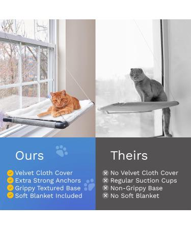 Hanging Window Cat Hammock - Suction Cup Mounted Perch for Indoor Cats | 26.4 x 15.6 Inches - Buy Online on SooperMarket.com