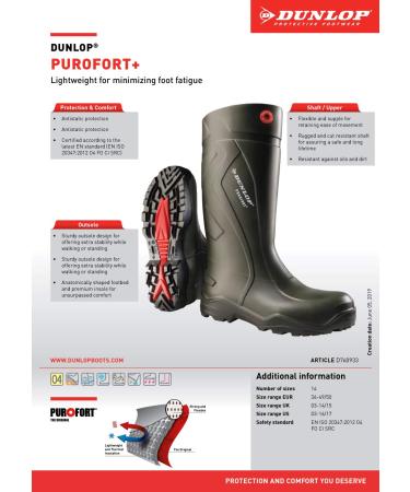 Dunlop D76093308 Purfort+ Lightweight Boots - Men Size 8/Women Size 10 - Dark Green | Premium Insole for Foot Fatigue Relief and Ease of Movement - Buy Online on SooperMarket.com