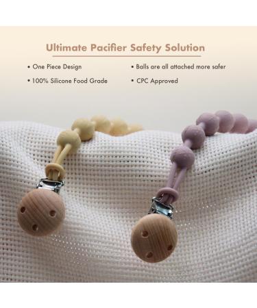 MumEZ Dummy Clip - 2 Pcs Premium Silicone Dummy Clip Boys Girls - Comfortable for Baby - Easy for Parents - BPA Free - One-Piece Design (Cream Whtite+Purple) - Buy Online on SooperMarket.com