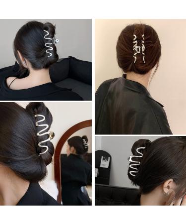 Silver Geometric Wave Hair Claw for Women - Metal Hair Clip Barrette Hairpin Accessory - Buy Online on SooperMarket.com