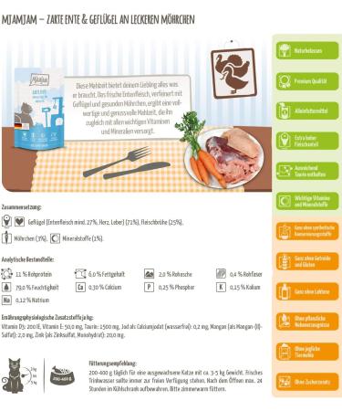 Mjamjam Cat Wet Food Mix Package IV - 12 x 125g Premium Duck & Poultry with Carrot - 1.5kg Bundle for International Shipping - Buy Online on SooperMarket.com
