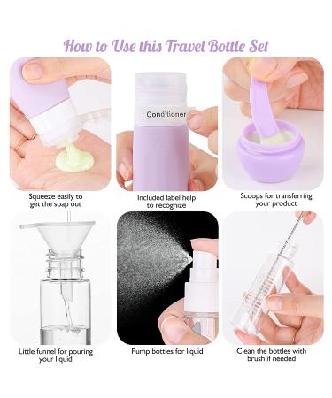 JBYAMUS 16 Pcs Silicone Travel Bottles Set - TSA Approved, Leak-Proof Toiletries Containers for Women, Portable & BPA Free - Pink - Buy Online on SooperMarket.com
